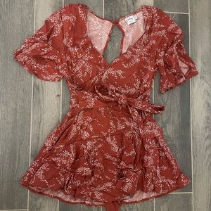 Princess Polly Red Wrap Romper
